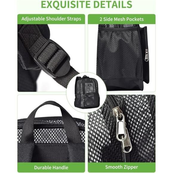 Mesh Backpack for School Beach Swimming Outdoor Fitness, Heavy Duty Mesh Bookbag - Picture 5 of 7